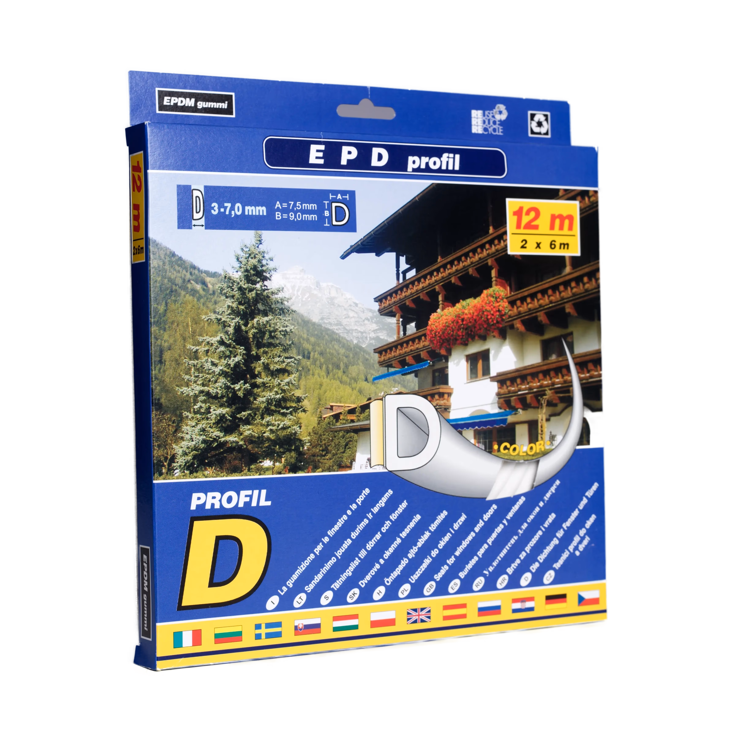 Rolka uszczelki EPDM Profil D 12m do okien i drzwi