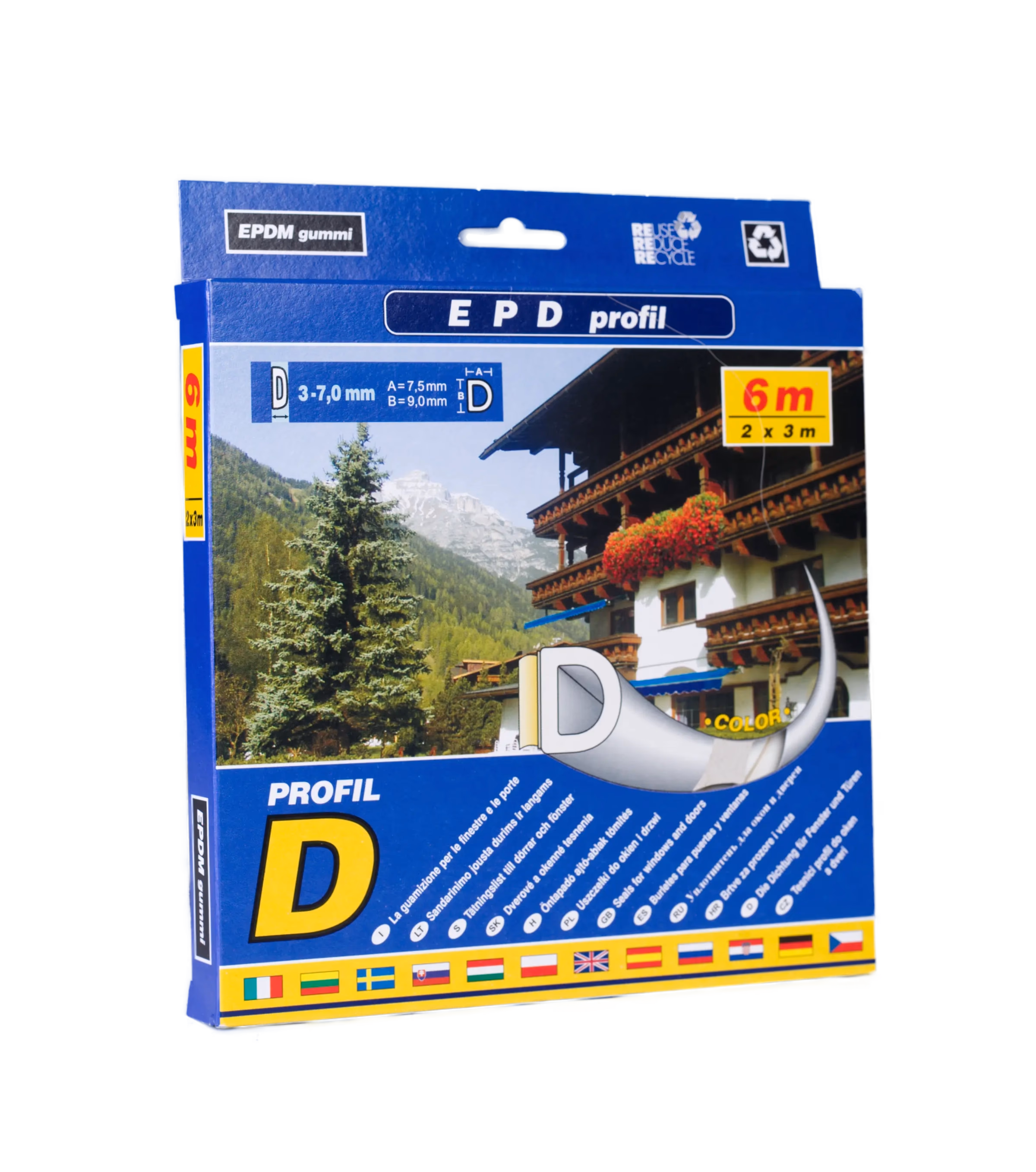 Rolka uszczelki EPDM Profil D 6m do okien i drzwi