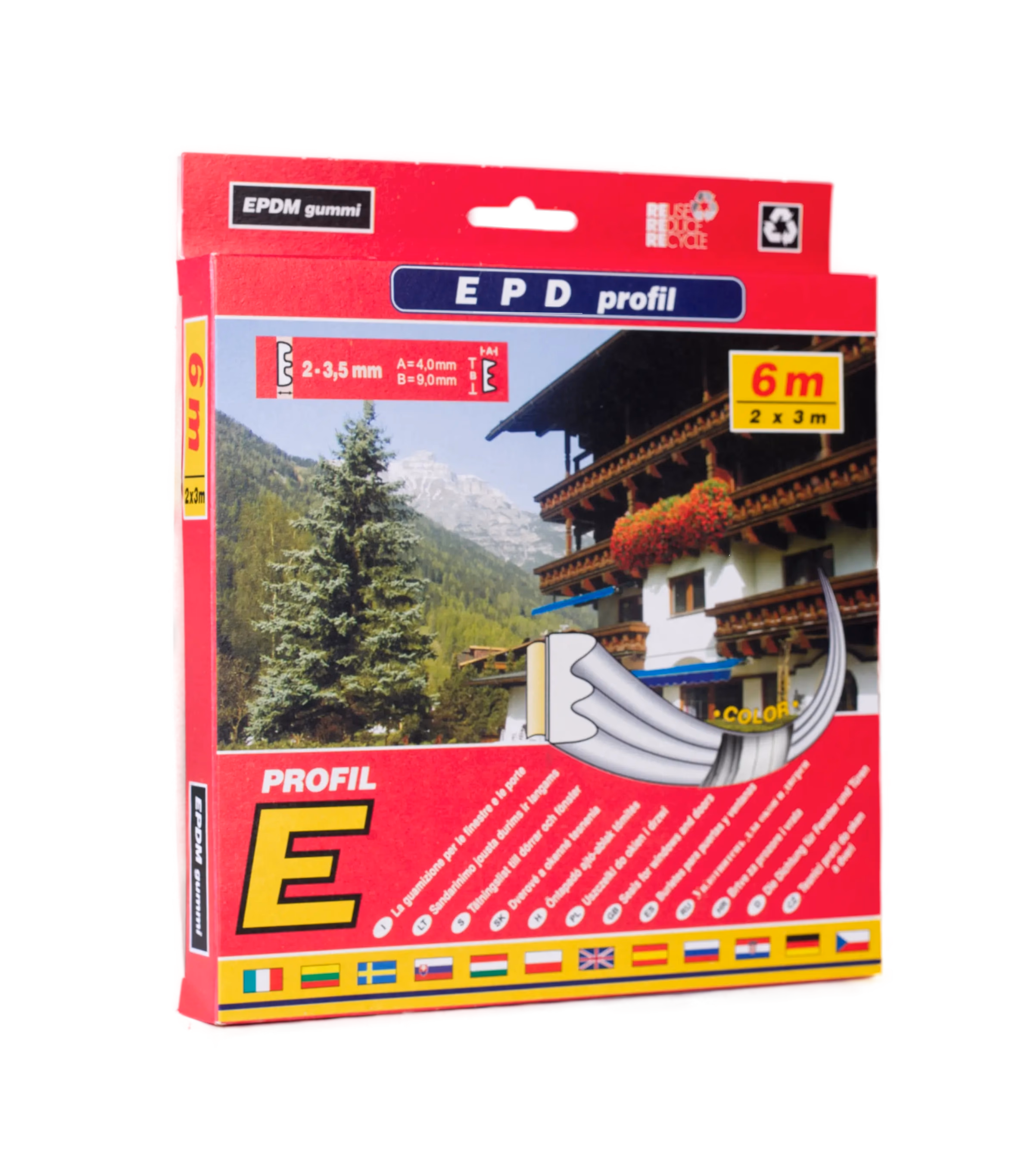 Rolka uszczelki EPDM Profil E 6m do okien i drzwi