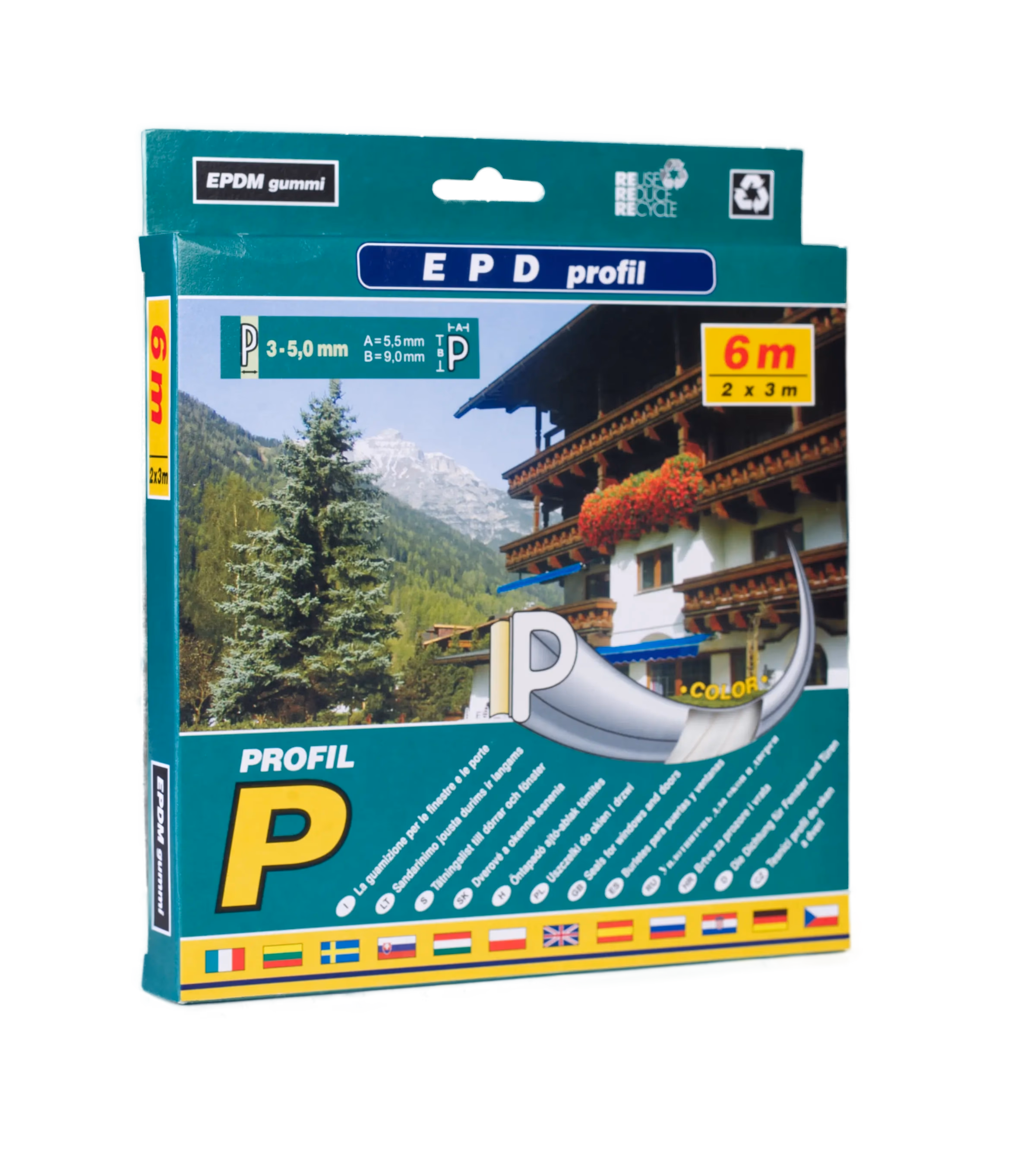 Rolka uszczelki EPDM Profil P 6m do okien i drzwi